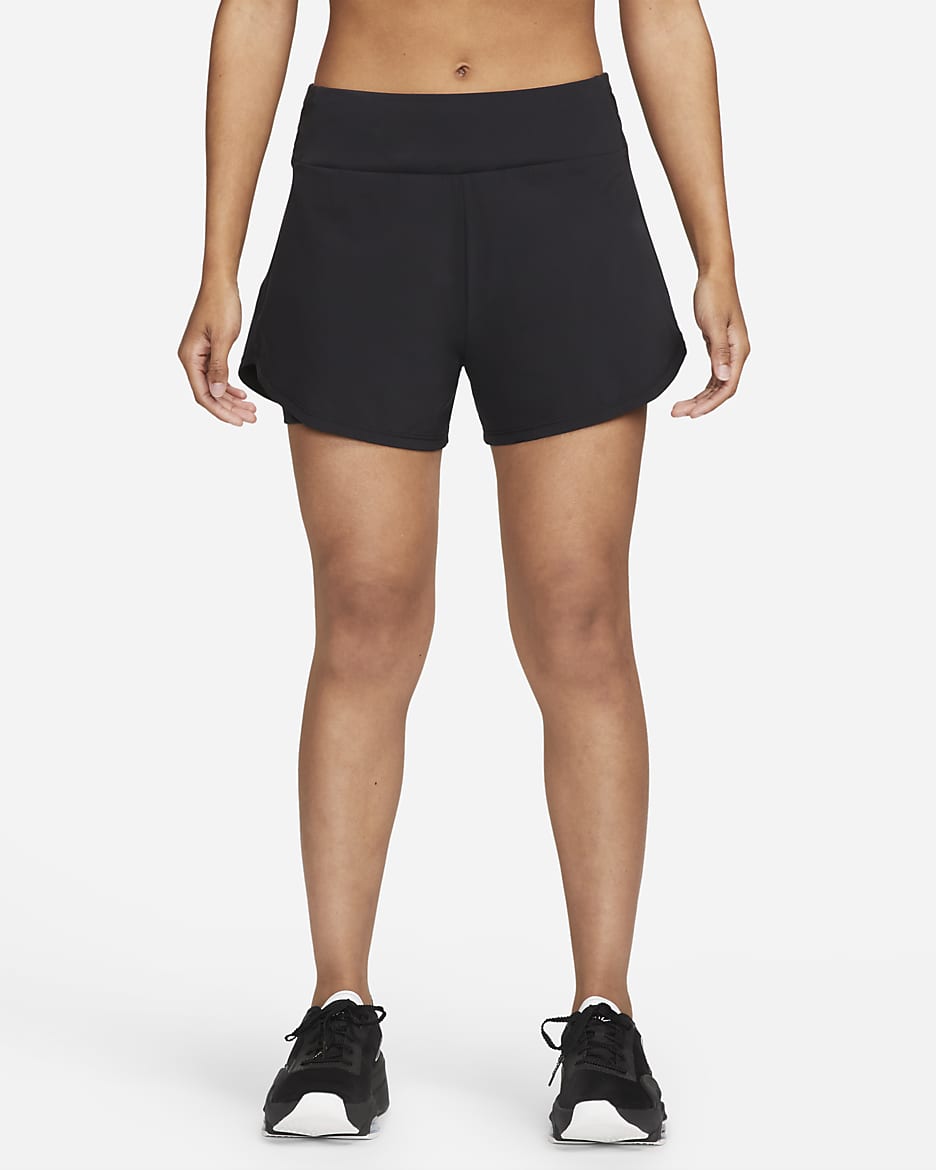 Nike Dri-FIT Bliss 2-in-1-Shorts mit mittelhohem Bund für Damen (ca. 7,5 cm) - Schwarz