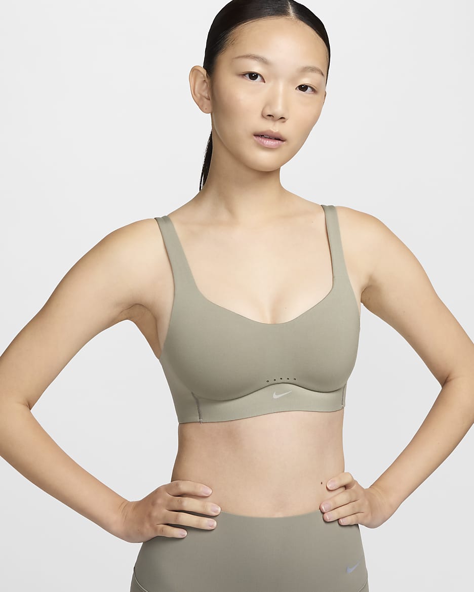 Nike Alate High-Support Women's Padded Convertible Sports Bra - Light Army/White