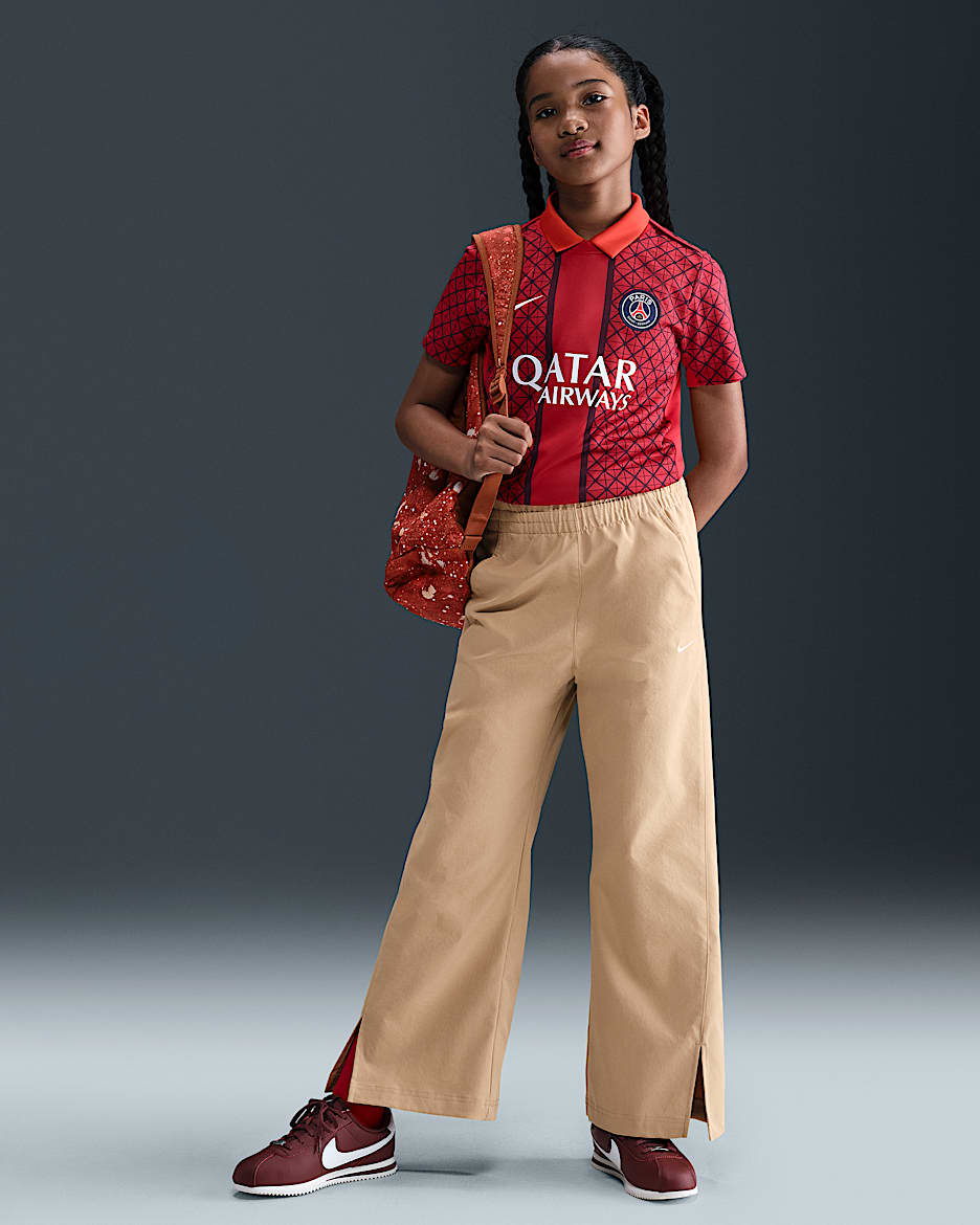 Nike Sportswear Hose aus Webmaterial mit weitem Bein (ältere Kinder, Mädchen) - Hemp/Weiß