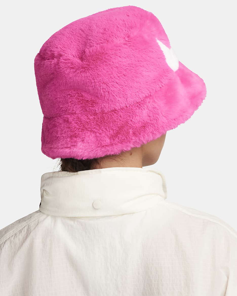 Nike Apex Faux-Fur Swoosh Bucket - Laser Fuchsia/White