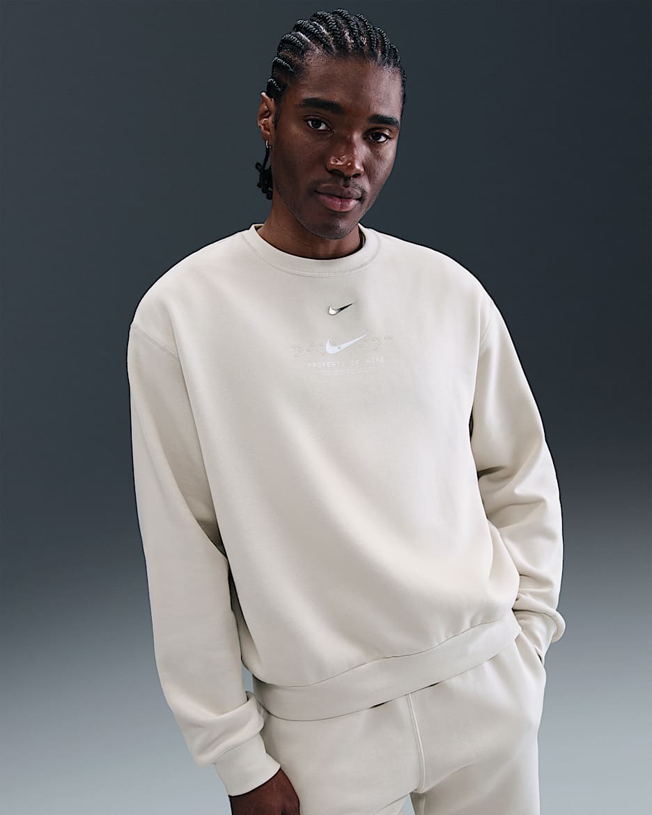 Nike Sportswear Club Men's Fleece Crew-Neck Sweatshirt - Light Bone