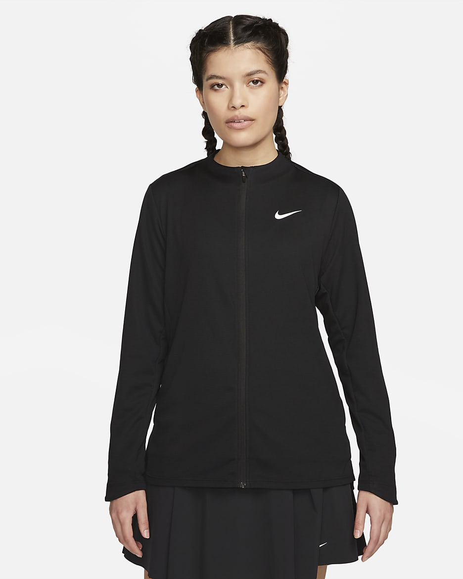 Nike Dri-FIT UV Advantage Women's Full-Zip Golf Top - Black/White