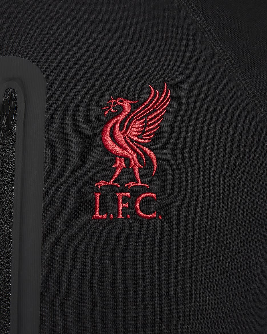 FC Liverpool Tech Fleece Nike Fußballjacke (Herren) - Schwarz/Schwarz/Gym Red