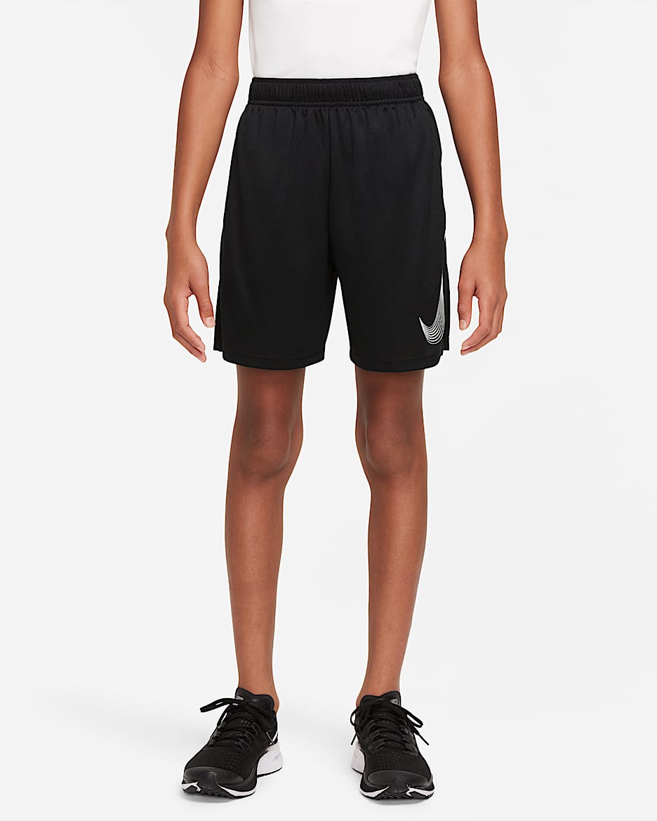 ナイキ Dri-FIT ジュニア (ボーイズ) トレーニングショートパンツ - ブラック/ホワイト