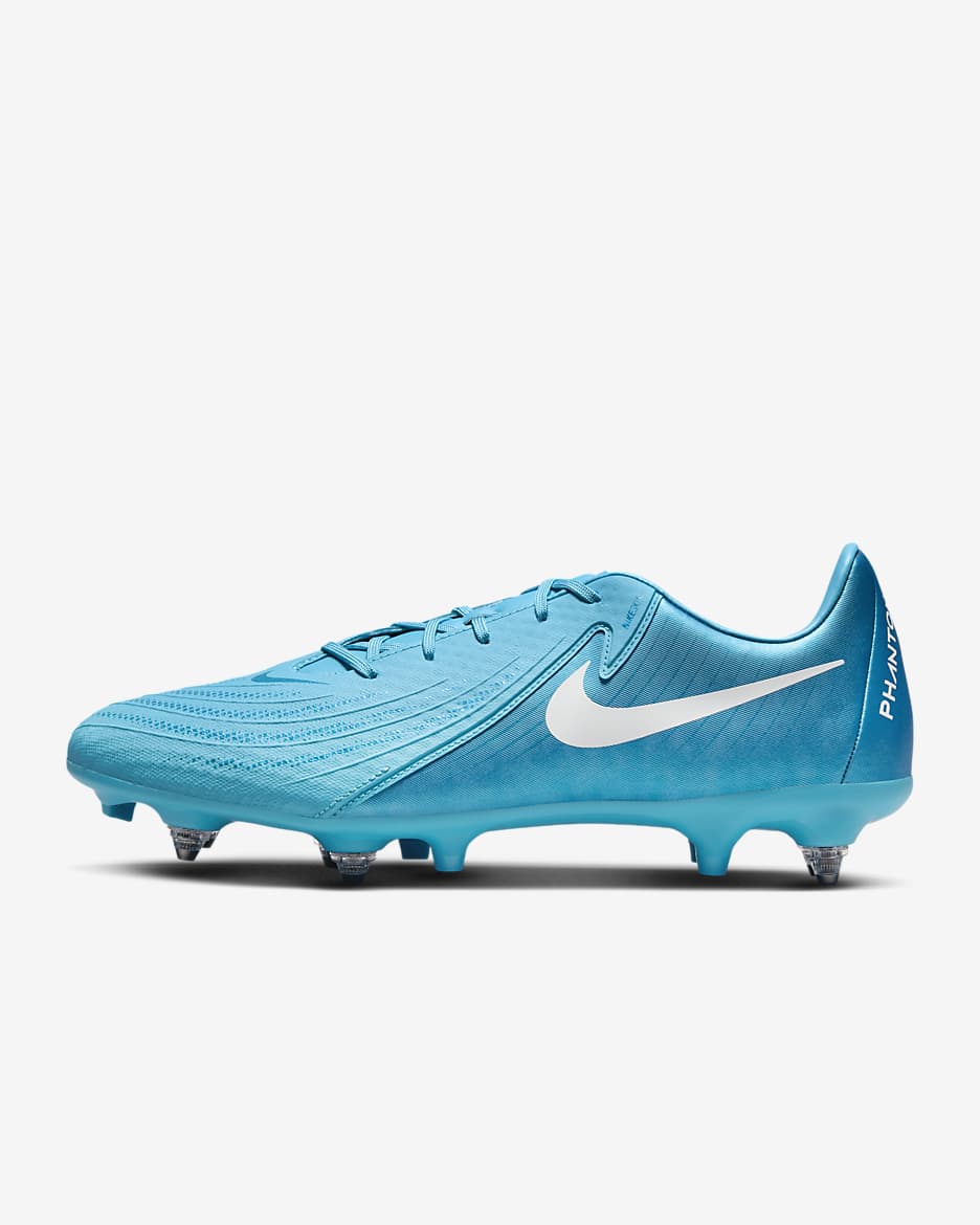 Chaussure de foot à crampons basse pour terrains gras Nike Phantom GX 2 Academy - Blue Fury/Blanc