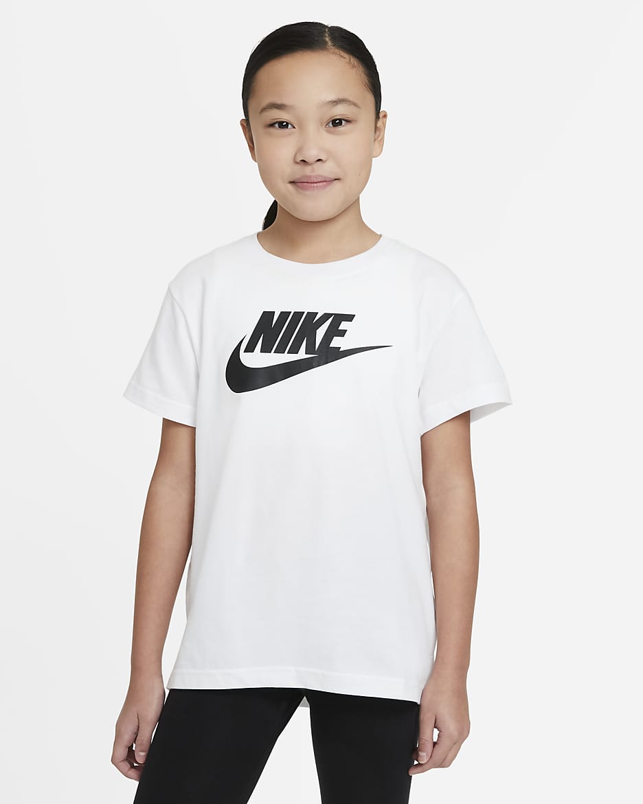 Tričko Nike Sportswear pro větší děti - Bílá/Černá