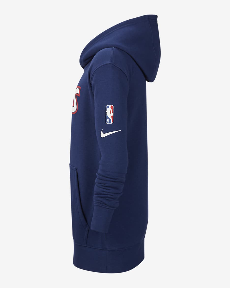 Hoodie pullover de lã cardada NBA Nike Brooklyn Nets Essential Júnior - Azul Void