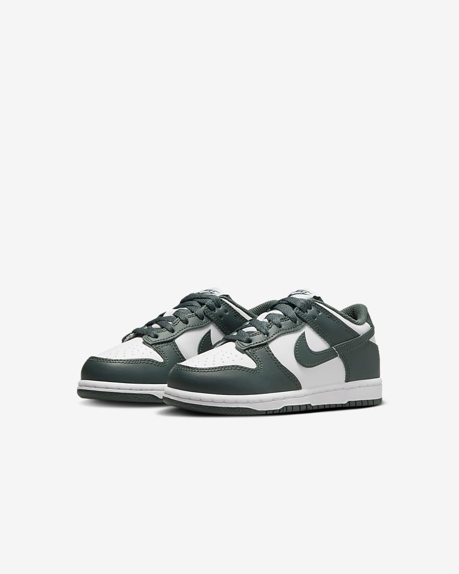 Nike Dunk Low Younger Kids' Shoes - White/White/Vintage Green