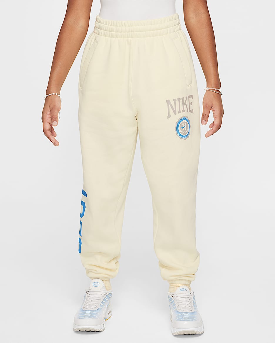 Nike Sportswear Club Fleece Girls' Loose Trousers - Coconut Milk/College Grey
