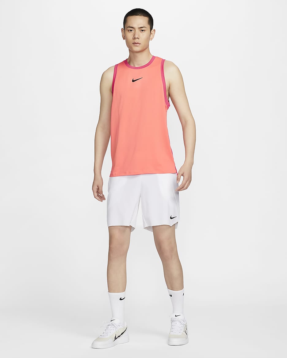 NikeCourt Slam Men's Dri-FIT Tennis Tank - Light Wild Mango/Aster Pink/Black