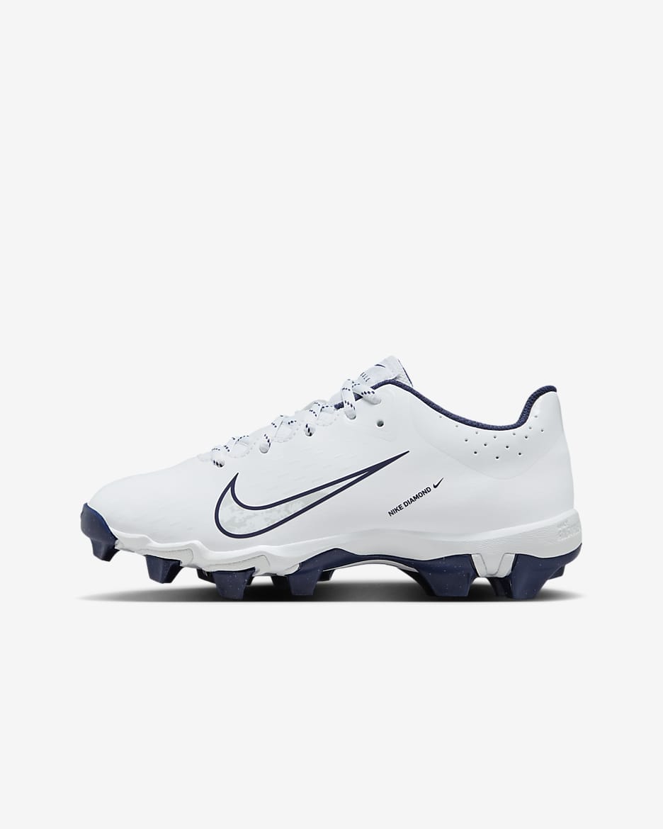Nike Hyperdiamond 4 Keystone Big Kids' Softball Cleats - White/Pure Platinum/Midnight Navy