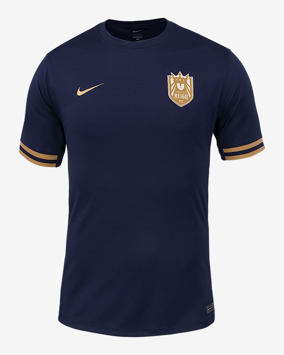Jersey Nike Dri-FIT de la NWSL tipo réplica para hombre Seattle Reign FC 2025 Stadium local - Azul oscuro/Oro elemental
