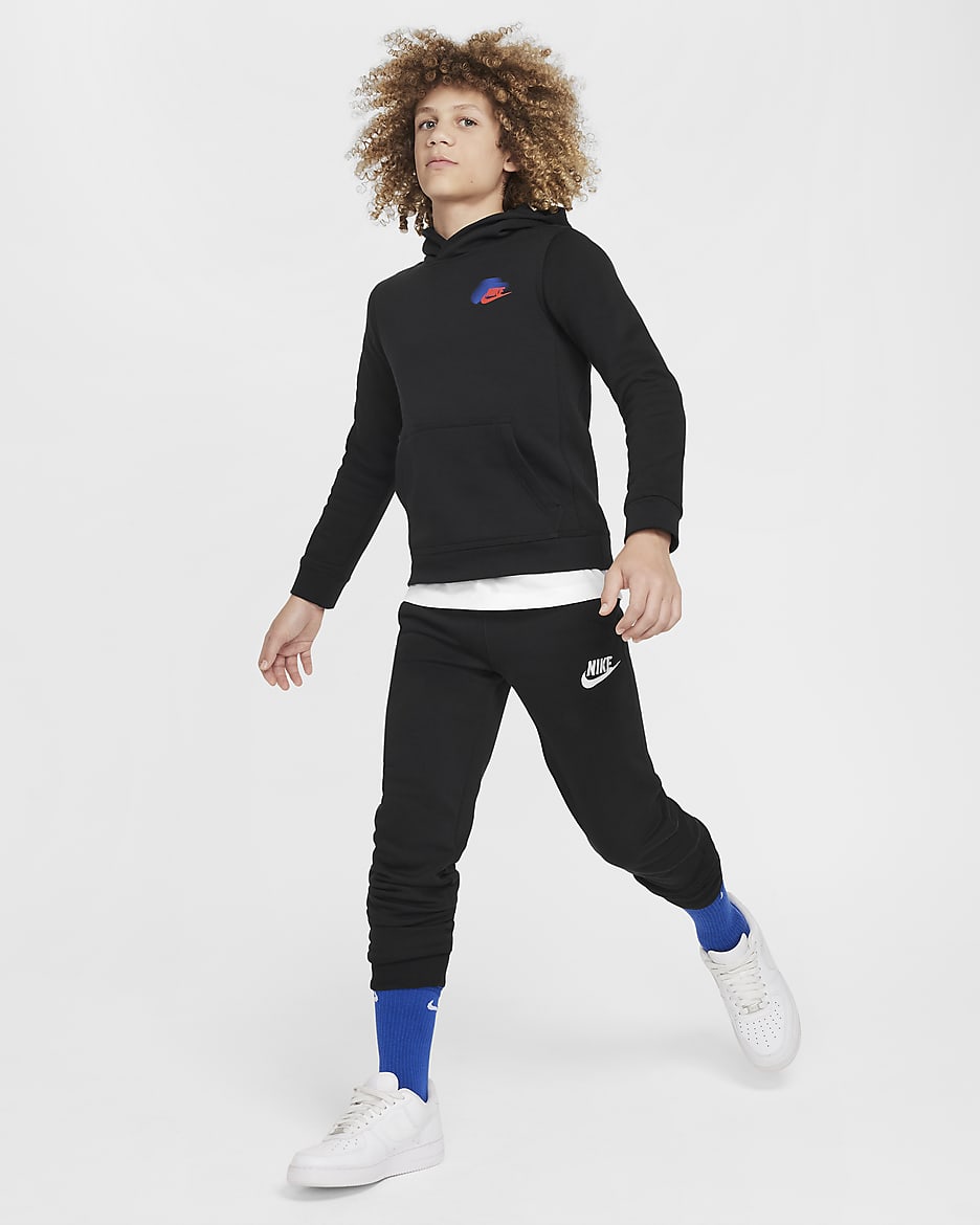 Dzianinowa bluza z kapturem dla dużych dzieci (chłopców) Nike Sportswear Standard Issue - Czerń