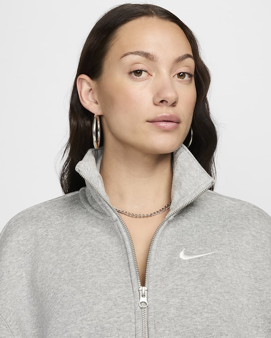 Nike Sportswear Phoenix Fleece Women's Oversized Track Jacket - Dark Grey Heather/Sail