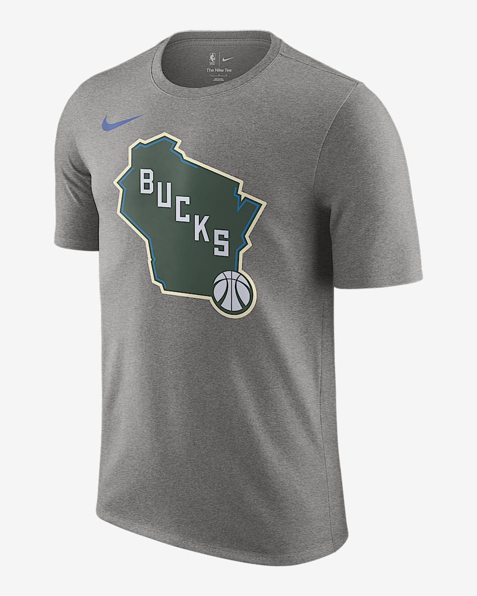 Playera Nike NBA para hombre Milwaukee Bucks Essential City Edition - Gris oscuro jaspeado