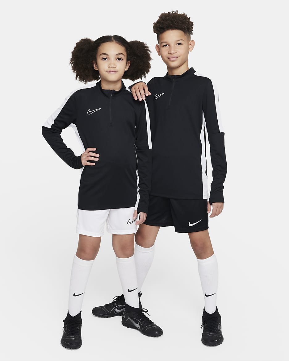 Nike Dri-FIT Academy23 Big Kids' Soccer Drill Top - Black/White/White