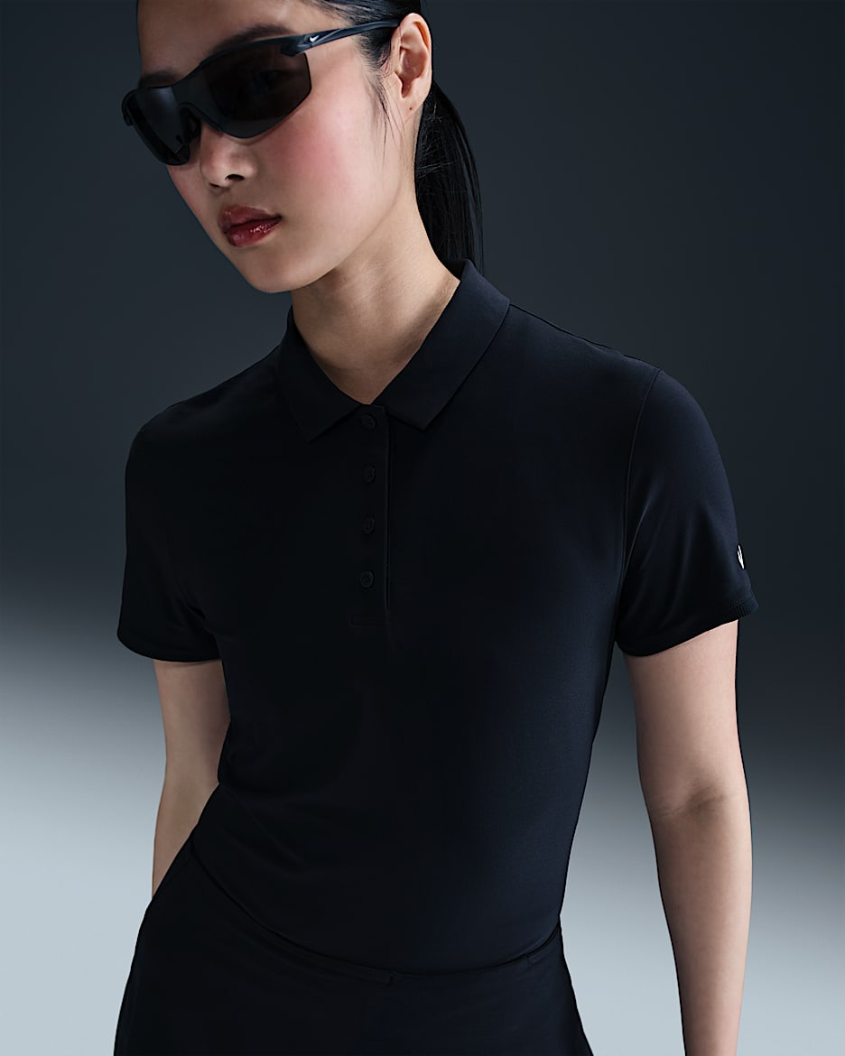 Nike Victory Dri-FIT-Kurzarm-Golf-Poloshirt für Damen - Schwarz/Weiß