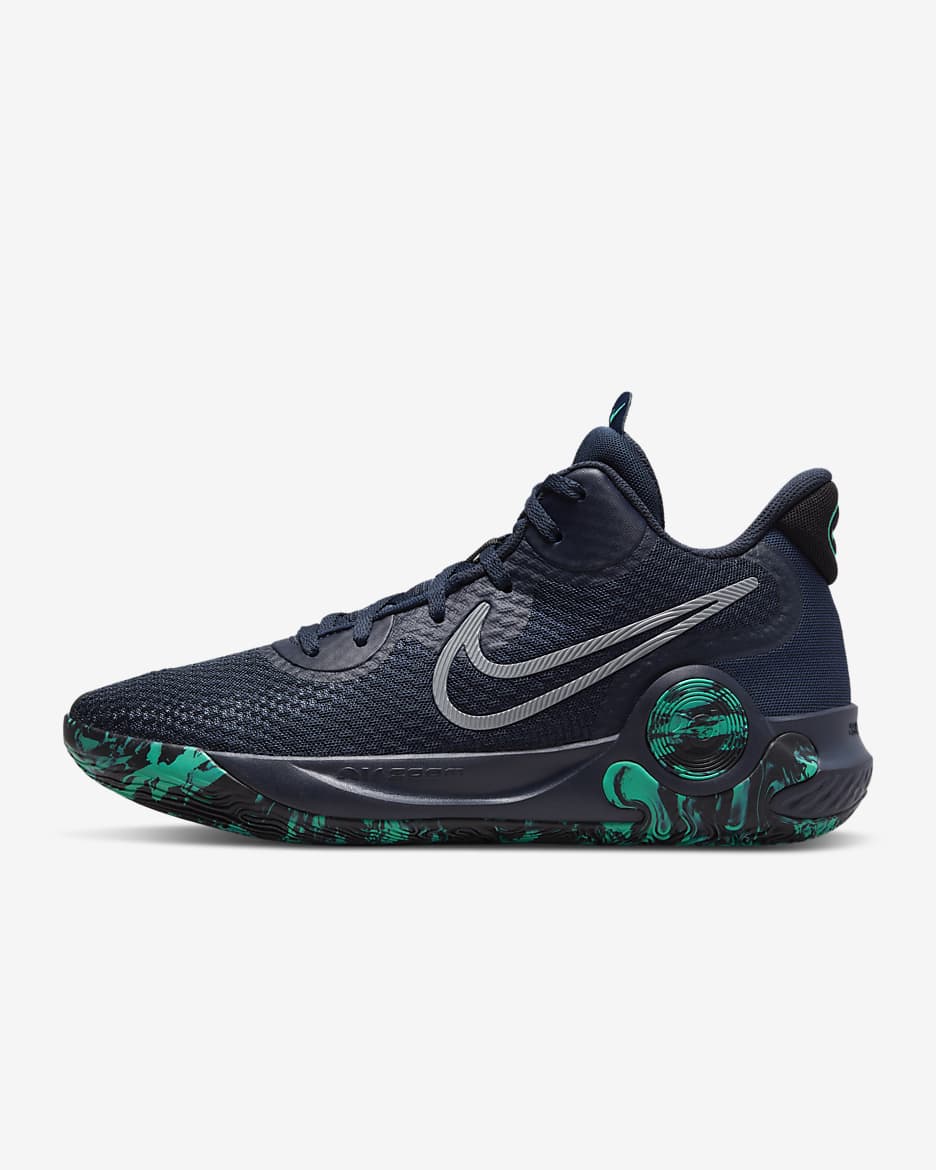 Tenis de básquetbol KD Trey 5 IX - Obsidiana/Negro/Esmeralda transparente/Gris azulado