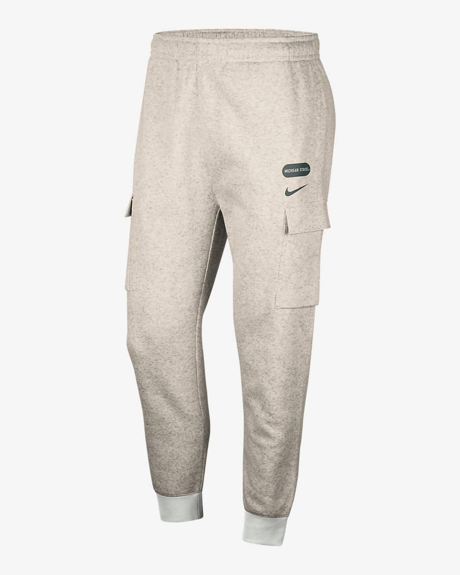 Michigan State Club Men's Nike College Cargo Pants - Birch/Heather/Grey Fog/Pro Green