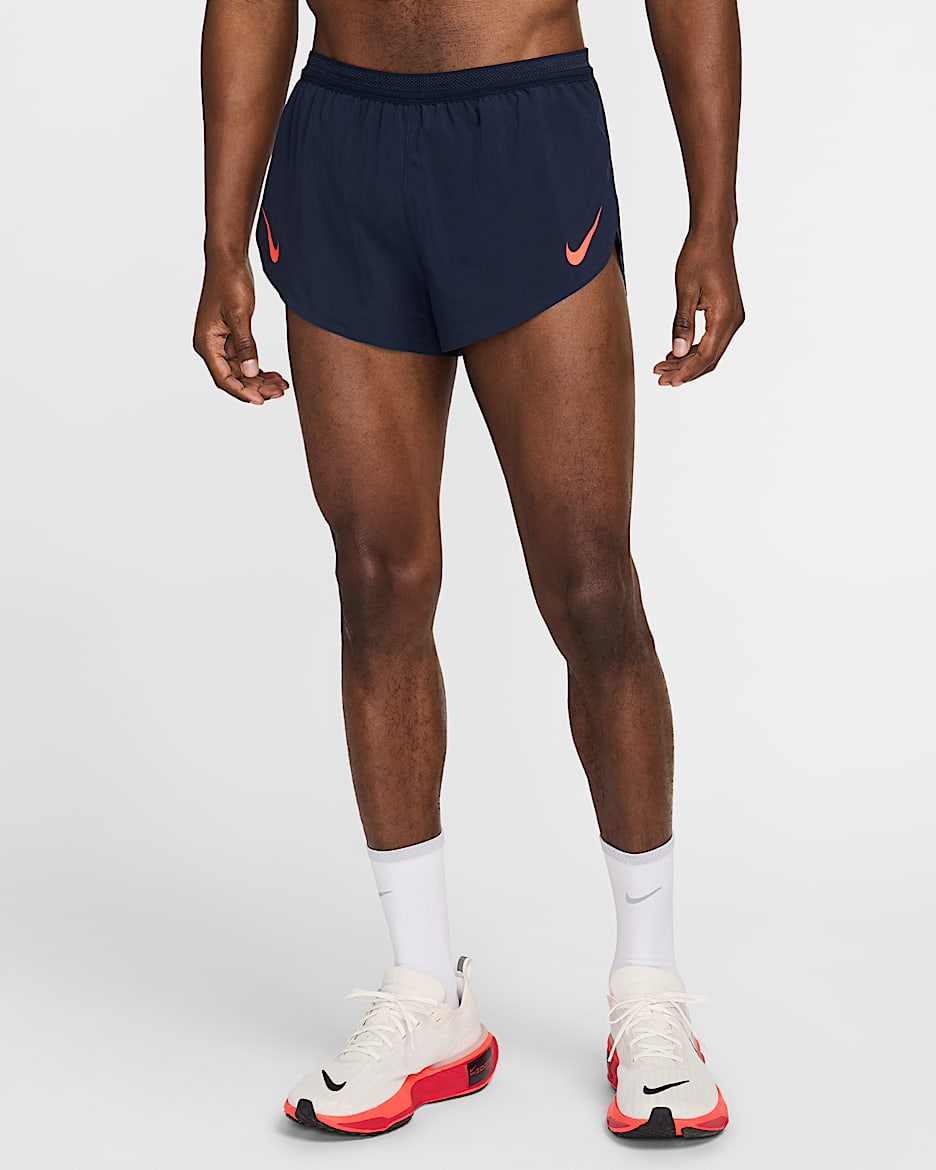 Nike AeroSwift Men's Dri-FIT ADV 2" Brief-Lined Running Shorts - Obsidian/Bright Crimson