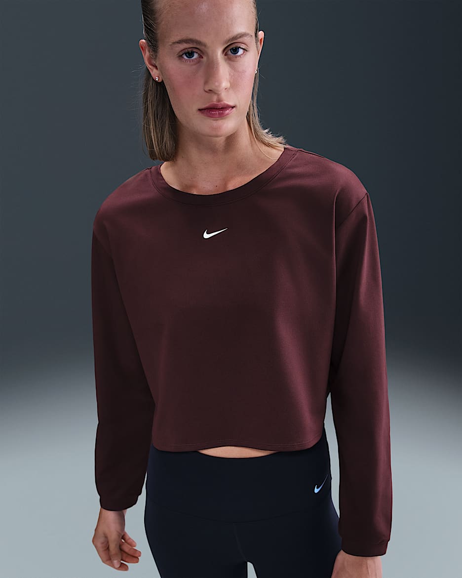 Nike One Women's Dri-FIT Mid Layer - Burgundy Crush/White