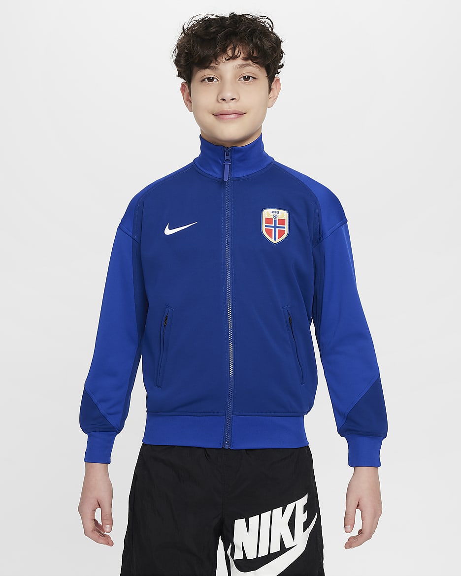 Giacca Anthem da calcio Nike Dri-FIT Norvegia Academy Pro – Ragazzo/a - Global Blue/Old Royal/Medium Blue/Bianco