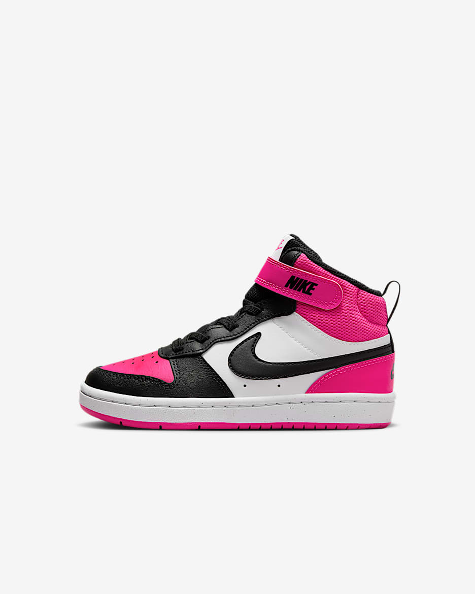 Nike Court Borough Mid 2 Little Kids' Shoes - White/Fierce Pink/Black