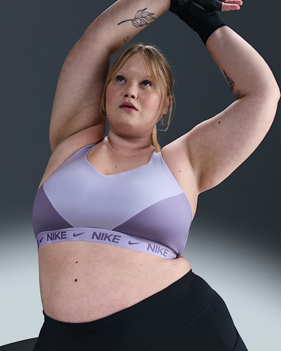 Bra deportivo ajustable acolchado para mujer (talla grande) Nike Indy High Support - Hielo lila/Amatista empolvado