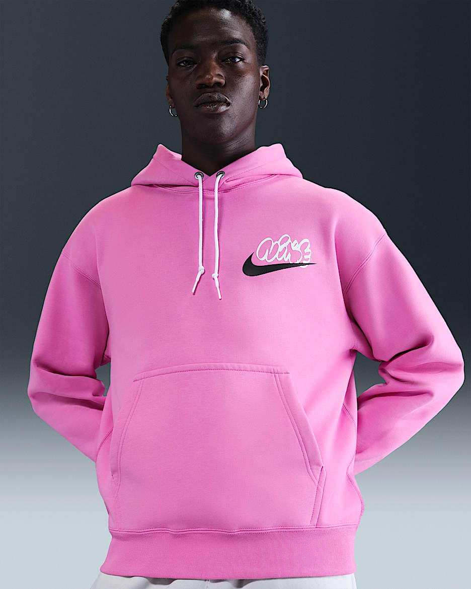 Nike Solo Swoosh Men's Fleece Hoodie - Playful Pink