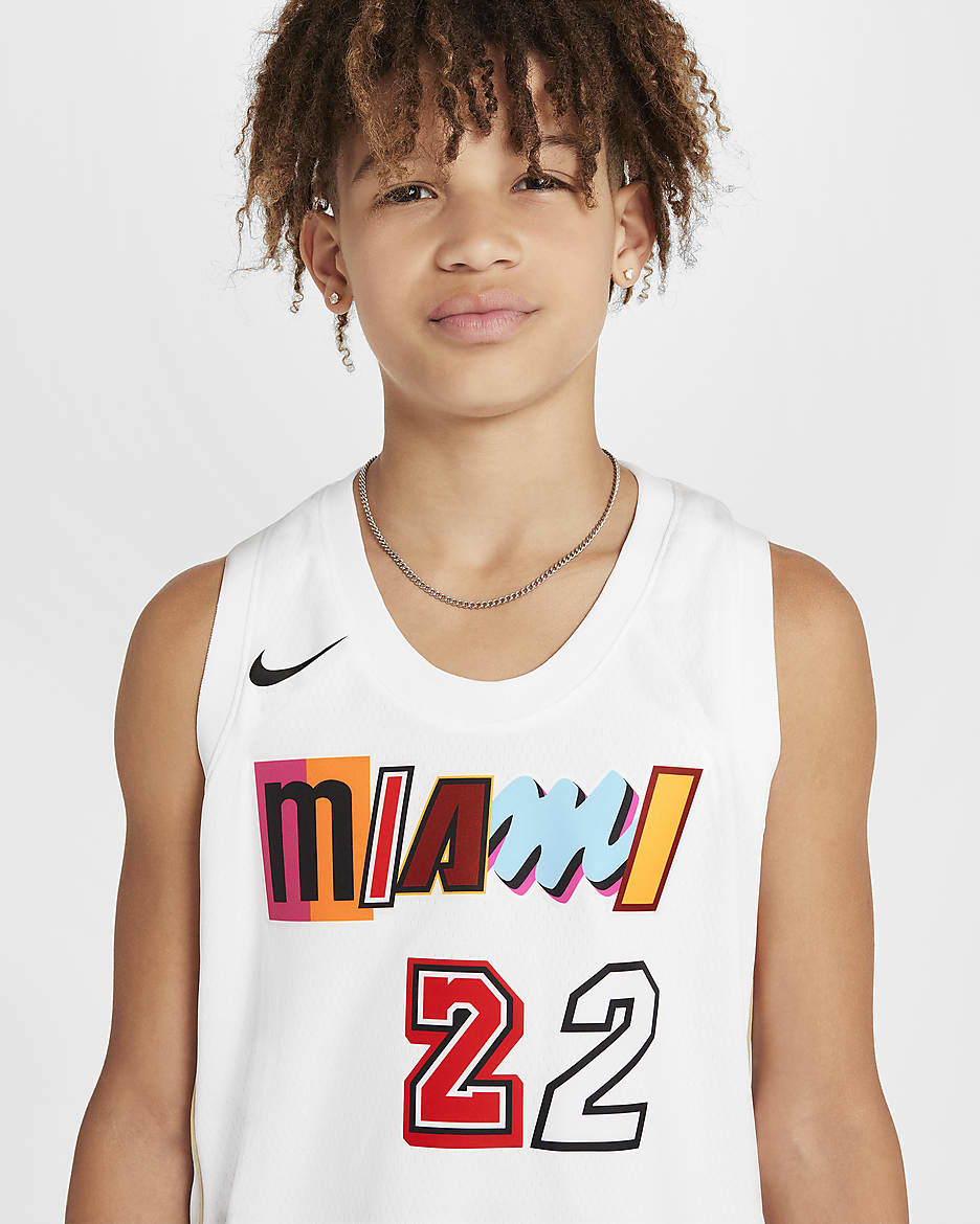 Maillot Nike Dri-FIT NBA Swingman Jimmy Butler Miami Heat City Edition pour enfant plus âgé - Blanc