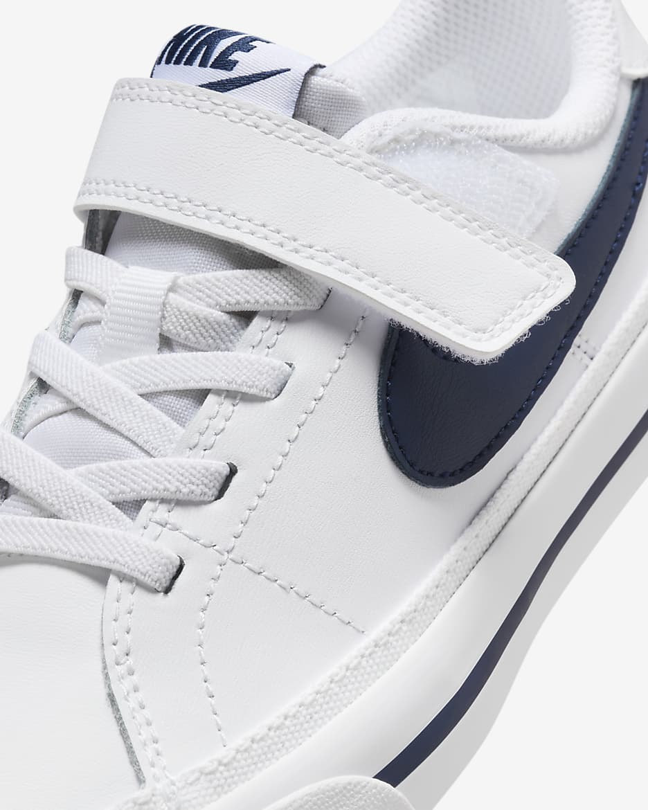 NikeCourt Legacy Younger Kids' Shoes - White/Midnight Navy