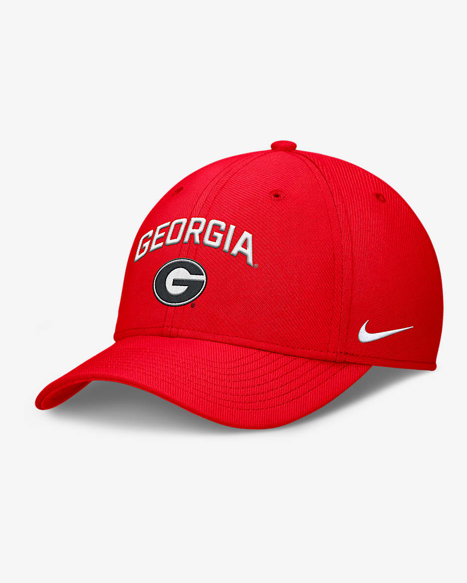 Gorra universitaria Nike Dri-FIT para hombre Georgia On-Field Rise Swoosh - Rojo