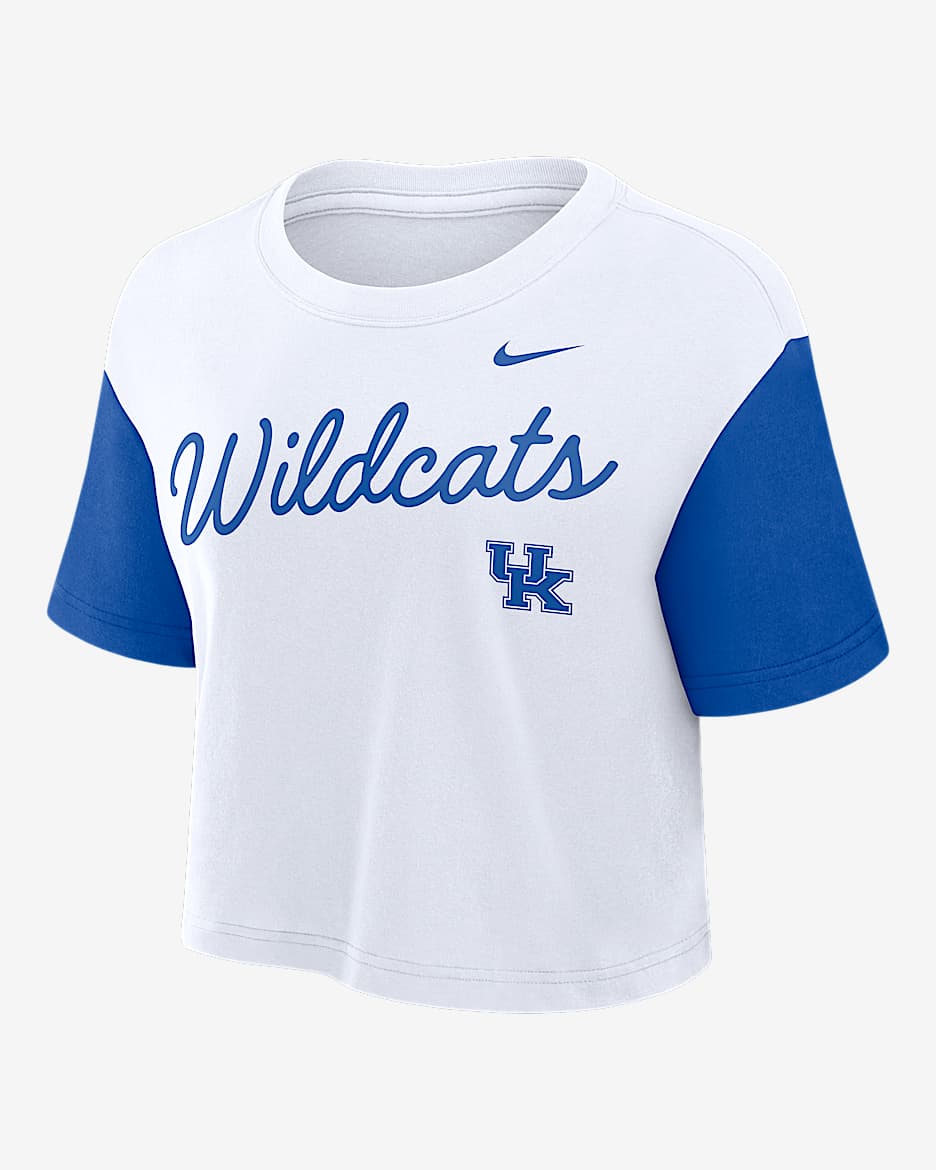 Kentucky Script Women's Nike Dri-FIT College Cropped T-Shirt - White