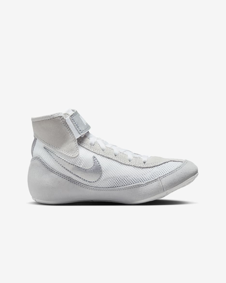 Tenis de lucha para niños grandes Nike SpeedSweep 7 - Blanco/Plata metalizado/Plata metalizado