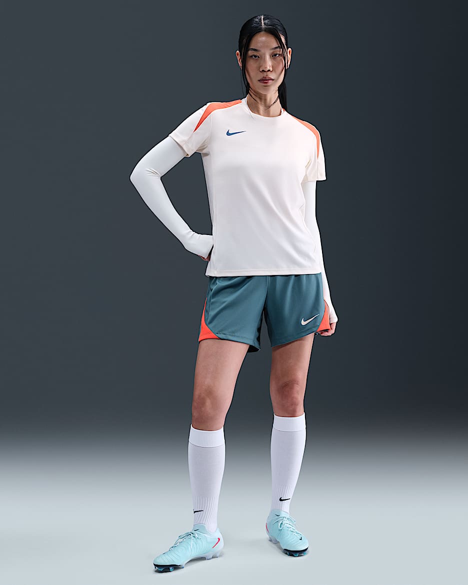ナイキ ストライク ウィメンズ Dri-FIT サッカーショートパンツ - スモーキーブルー/ターフオレンジ/チョーク
