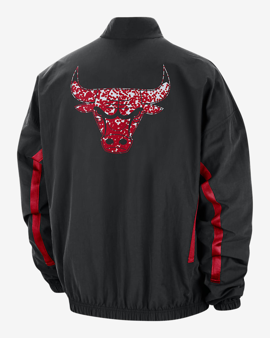 Chicago Bulls DNA Courtside Men's Nike NBA Woven Graphic Jacket - Black/University Red/University Red