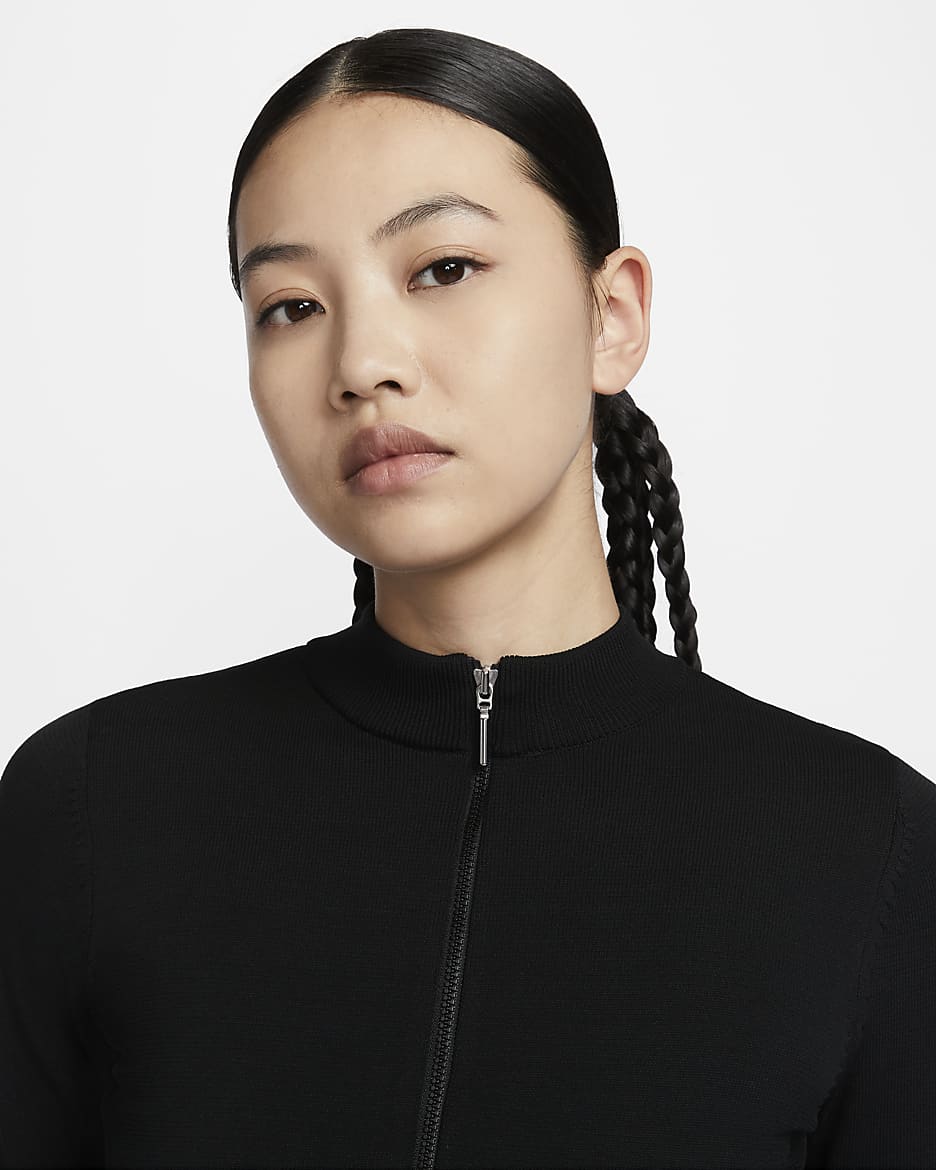 Nike Sportswear Chill Knit Women's Slim Long-Sleeve Cropped Jumper 1/2-Zip Top - Black/Black