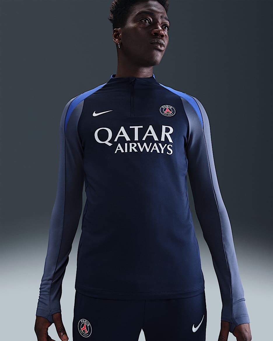 Paris Saint-Germain Strike Men's Nike Dri-FIT Soccer Drill Top - Midnight Navy/Diffused Blue/Hyper Royal/White