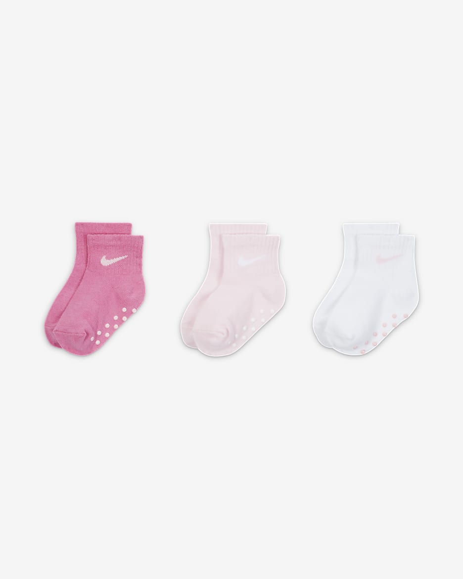 Nike Core Swoosh Toddler Gripper Socks Box Set (3 Pairs) - Pink Foam