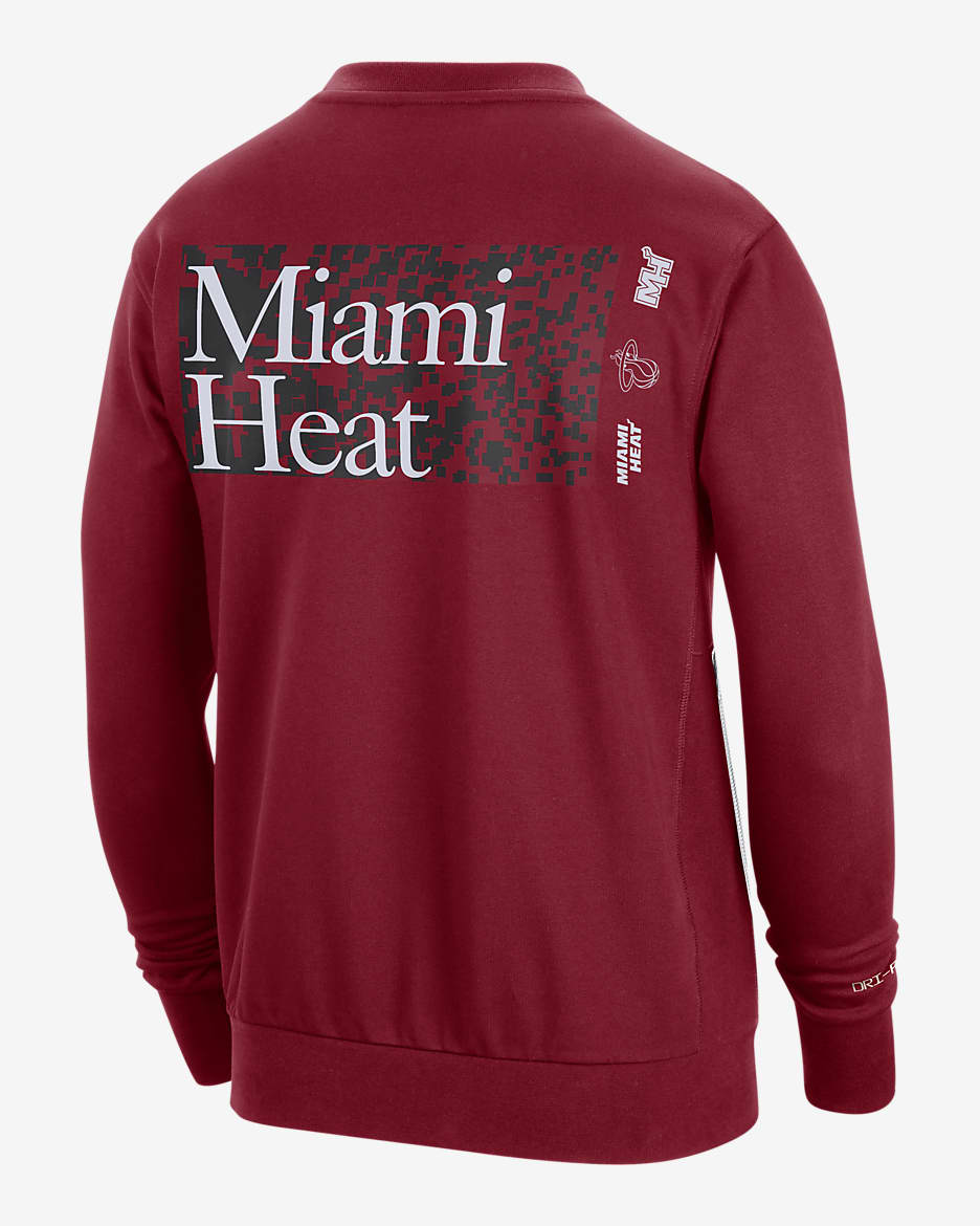 Miami Heat Standard Issue Men's Nike Dri-FIT NBA Crew-Neck Sweatshirt - Tough Red