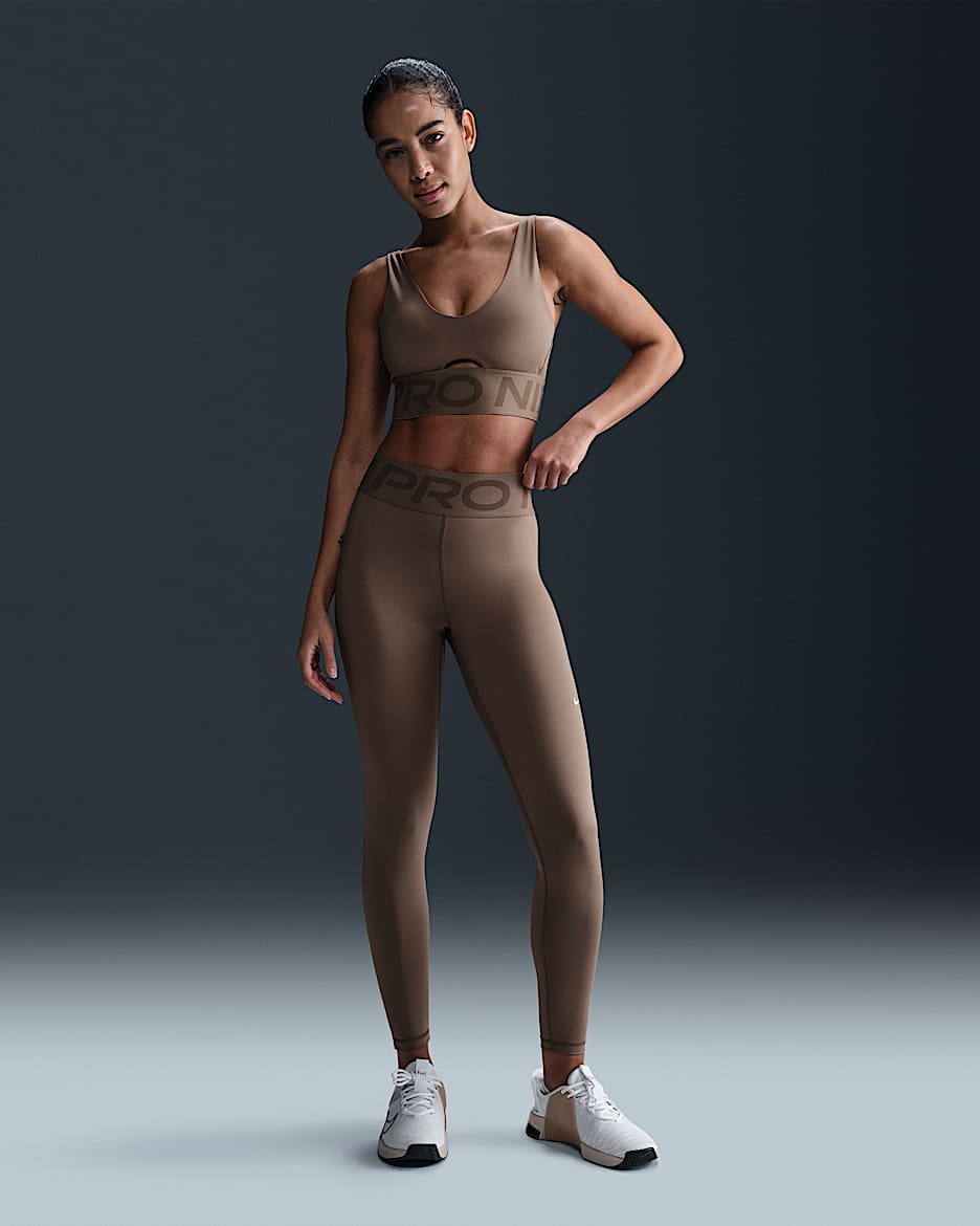 Nike Pro Sculpt Women's High-Waisted Full-Length Leggings - Mink Brown/White