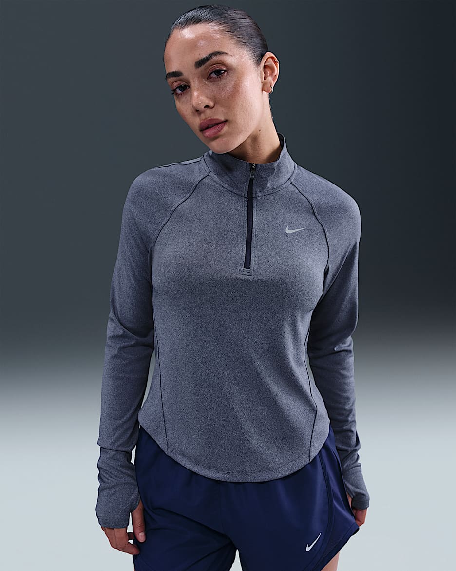 Nike Tempo Dri-FIT Lauf-Tanktop mit Viertelreißverschluss (Damen) - Midnight Navy/Heather