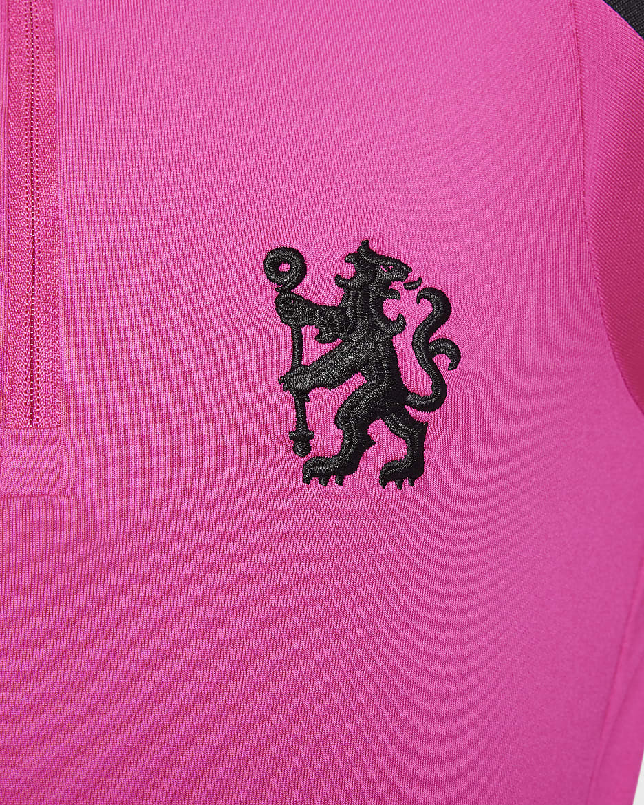 FC Chelsea Strike Third Nike Dri-FIT Fußball-Drill-Oberteil für ältere Kinder - Pink Prime/Schwarz