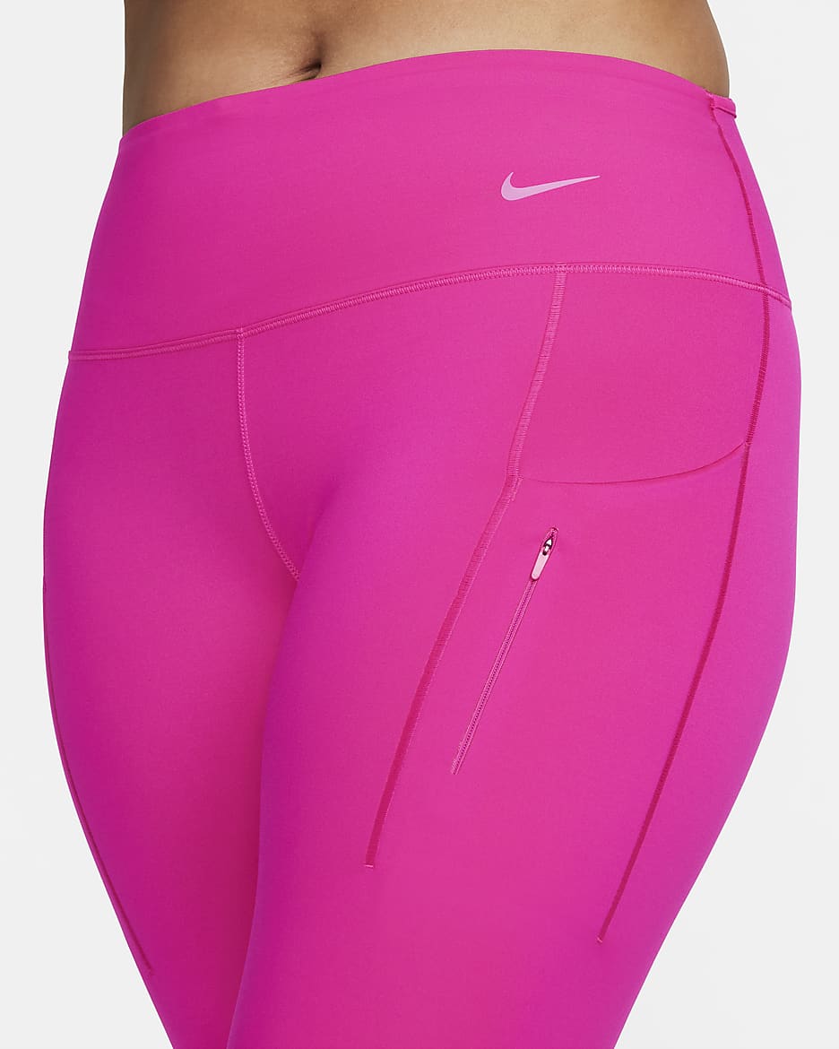 Nike Go Leggings de 7/8 de talle medio y sujeción firme con bolsillos - Mujer - Fireberry/Negro