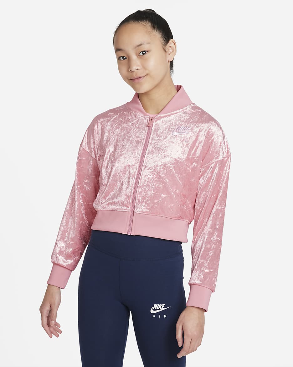 เสื้อแจ็คเก็ตเอวลอยเด็กโต Nike Air (หญิง) - Pink Glaze/ขาว