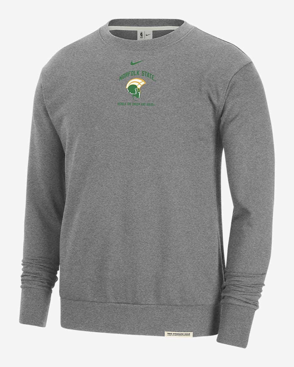 Sudadera de cuello redondo universitaria Nike de tejido Fleece para hombre Norfolk State Standard Issue - Gris oscuro jaspeado