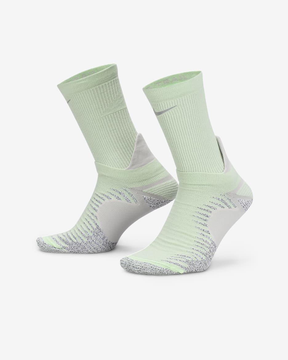 Nike Dri-FIT Trail-Running Crew Socks - Vapour Green/Light Iron Ore/Black