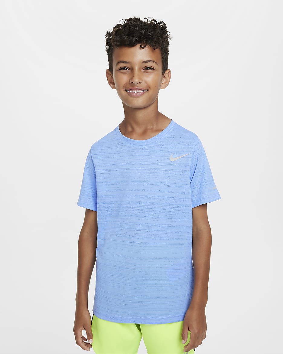 Nike Dri-FIT Miler treningsoverdel til store barn (gutt) - Royal Pulse/Hvit