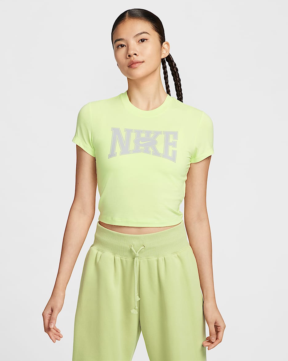 Nike Sportswear Women's Slim Cropped T-Shirt - Light Liquid Lime