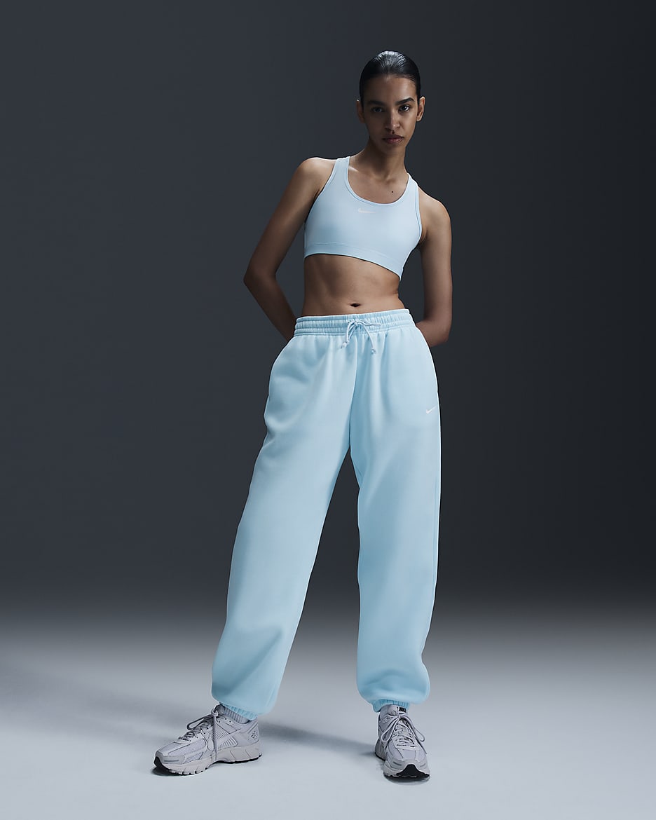 Pantaloni tuta oversize a vita alta Nike Sportswear Phoenix Fleece – Donna - Glacier Blue/Sail